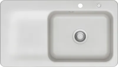 Produktbild von KeraDomo Spüle JUNA 90 in SATIN - Becken rechts mit Excenterbedienung / Systemceram / Keramikspüle