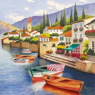 Produktbild von Servietten Papier 33x33cm 3-lagig Italien Comer See Motiv 20 Stück