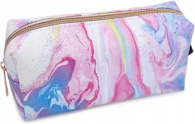 Zdjęcie produktu dla Piórnik szkolny różowy marmur 18x9x5 cm Etui na przybory i kosmetyki