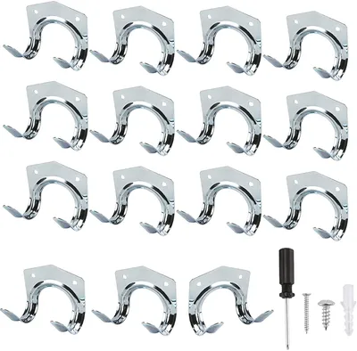 Image de Lot de 15 crochets de rangement pour outils de jardin, crochets robustes et polyvalents, pour entrepôt, garage, abri de jardin, outils de jardin