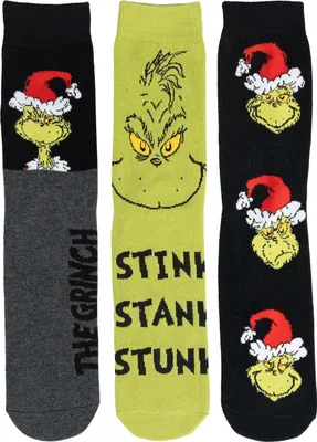 Produktbild von The Grinch Socken für Damen und Herren - Uni Sneaker Frauen und Männer Strümpfe Grün/Schwarz (3er Pack), Größe:38-43
