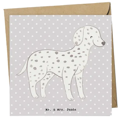 Produktbild von Mr. & Mrs. Panda faltkarte Dalmatiner Lebensretter - Grau Pastell - Geschenk, Dalmatinac, anlasskarte, Klappkarte, doppelkarte, Grußkarte, Glückwunschkarte