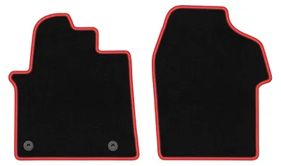Productafbeelding van Velours automatten voor Fiat Talento vanaf 2016 – 2-delig, zwart/rood, op maat – Wielganizator CARLUX