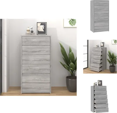 Produktbild von vidaXL Sideboard mit 6 Schubladen Grau Sonoma 50x34x96cm Holzwerkstoff -  Sideboards