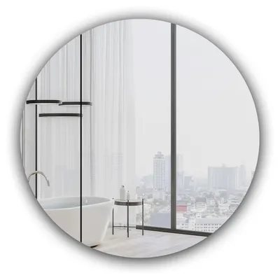 Produktbild von LED Spiegelschrank 80 cm, rund, Alukorpus silbermatt, 2 Ablagen, IP44