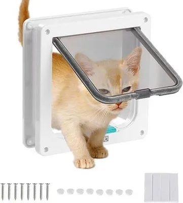 Produktbild von Famanu Katzenklappe mit Magnet - M/Weiß - 14,5 x 19,8 cm
