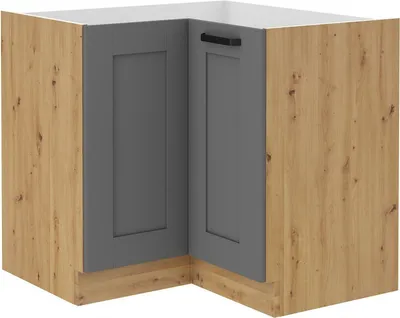Image de Armoire d’angle inférieure LAILI – 90x90 cm, gris / chêne artisan
