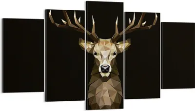 Produktbild von Bild auf Leinwand - Leinwandbild - 5 Teile - Geometrisch Hirsch Modern - 160x85cm - Wand Bild - Wanddeko - Wandbilder - Leinwanddruck - Bilder - Wanddekoration - Leinwand bilder - EA160x85-4215