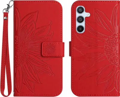 Produktbild von Samsung Galaxy A16 Hülle - Coverup Sonnenblume Klapphülle mit Schlüsselband - Rot