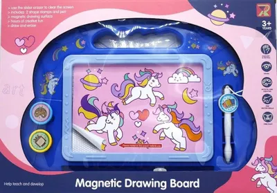 Zdjęcie produktu dla Magnetyczna tablica magnetyczna jednorożec z 2 magnetycznymi stemplami i długopisem magnetycznym
