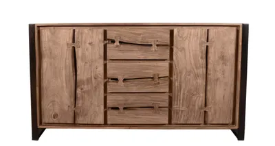 Produktbild von SIT Möbel Sideboard | 2 Türen, 3 Schubladen | Akazie natur | Gestell Metall schwarz | B 200 x T 40 x H 80 cm | 11813-01 | Serie NATURAL EDGE