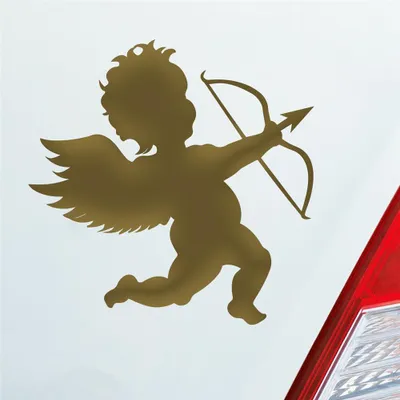 Produktbild von Auto Aufkleber Amor Liebesbote Liebe Love Glück Vale 10x10 cm Gold Sticker Heckscheibenaufkleber