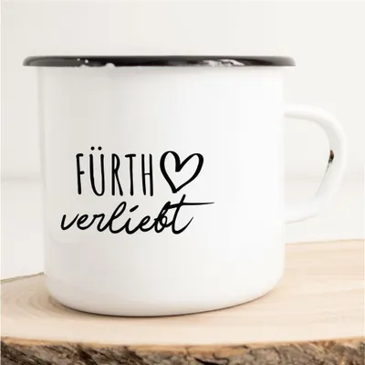 Produktbild von Huuraa Emaille Tasse Fürth  Geschenk Kaffeebecher Vintage 300ml Fürth  Präsent