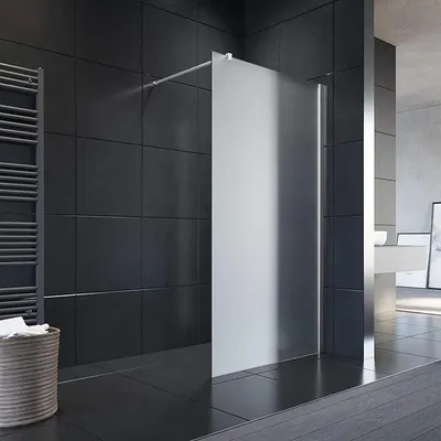 Produktbild von 110x200 cm Walk-In Dusche mit Stabilisator aus 8 mm Vollsatiniert Glas inkl. Nanobeschichtung
