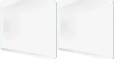 Two clear, rectangular hydrogel screen protectors are shown side-by-side on a white background.