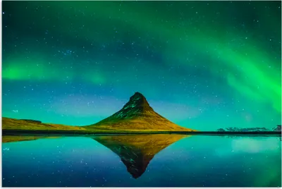 Produktbild von MuchoWow® Poster Nordlicht - Berge - Wasser - Island - Natur 90x60 cm - Schlafzimmer