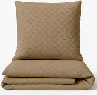 Produktbild von Bettwäsche 135x200 cm Baumwolle Set Renforce Taupe Kariert weich Kissenbezug 80x80 cm mit Reißverschluss alle Jahreszeiten 4 teilig