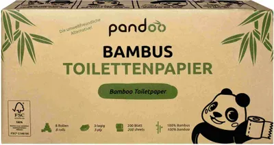 Produktbild von pandoo Toilettenpapier 3-lagig Bambus, 8 Rollen