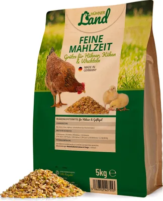 Produktbild von HÜHNER Land Natur Hühnerfutter Feine Mahlzeit 5kg, für Hühner, Küken und Wachteln – Kükenfutter, Futterabwechslung ohne Zusätze
