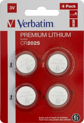 Zdjęcie produktu dla Verbatim BATERIA LITOWA CR2025 3V 4 PACK