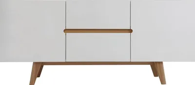 Produktbild von Miliboo - Sideboard Skandinavienstil Weiß glänzend und Esche 160 cm MELKA