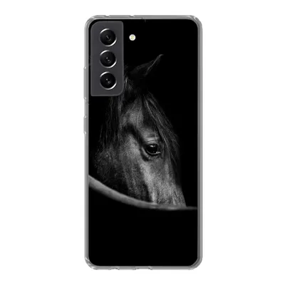Produktbild von MuchoWow® Handyhülle Schutzhülle Hülle für Samsung Galaxy S21 FE Pferde - Porträt - Schwarz - Tiere Silikon Softcase Handy Hülle - Mobiltelefonhülle