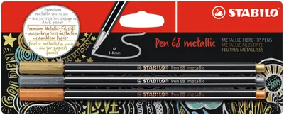 Produktbild von Premium Metallic-Filzstift - STABILO Pen 68 metallic - 3er Pack - gold, silber, kupfer