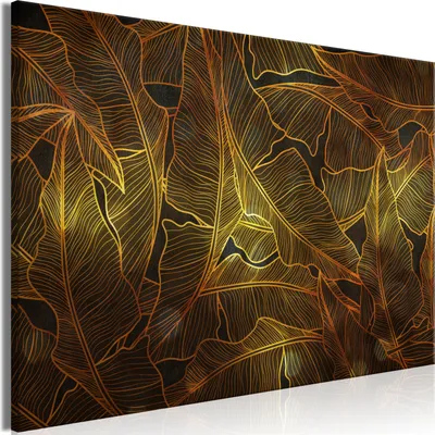 Produktbild von Vlies Leinwandbild - Dance of Golden Leaves (1 Part) Wide 30x20 cm Blätter b-C-0989-b-a