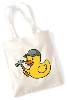 Produktbild von Huuraa Jutebeutel Quietscheente Handwerk Comic Gummiente 10 Liter Natural Baumwolle Tasche Geschenkidee