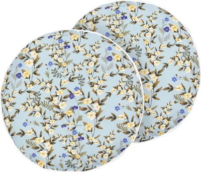 Produktbild von BELIANI Gartenkissen 2er Set Blau Stoffbezug mit Füllung 40 cm Rund Blumenmuster Modern Streukissen Dekokissen für Garten Terrasse Balkon Outdoor