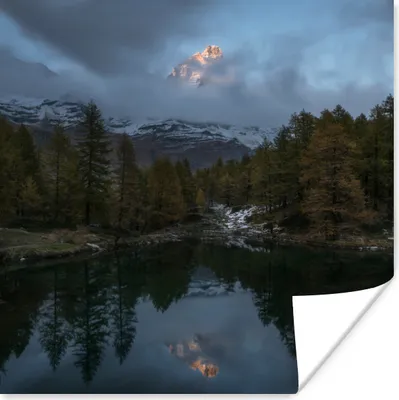 Produktbild von MuchoWow® Poster Matterhorn im Nebel in der Schweiz 50x50 cm - Wohnzimmerdekoration