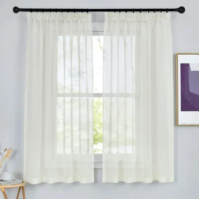 Transparente Vorhänge 2er-Set 140x160 cm Lichtbeige Polyester