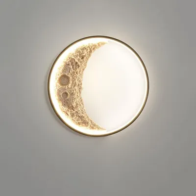 Obrázek produktu pro Kulatá LED nástěnná lampa ve tvaru měsíce pro obývací pokoj a chodbu