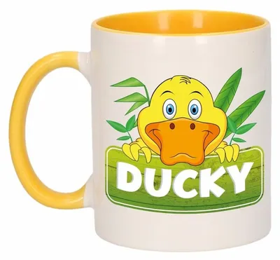 Produktbild von Ducky Becher - gelb/weis - Keramik - 300 ml - Kinderbecher Ente