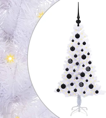 Image de vidaXL Sapin de Noël artificiel blanc 120 cm PVC et acier