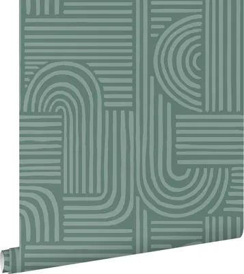 Imagen del producto de ESTAhome papel pintado 3D gráfico verde pertróleo 50 x 900 cm