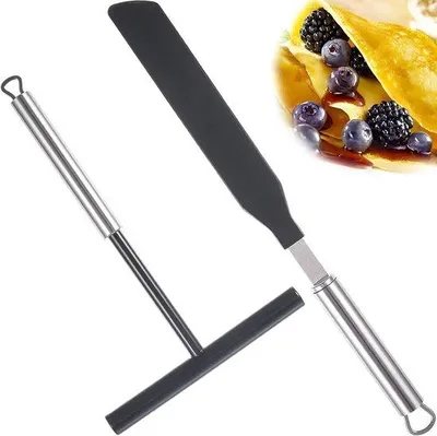Zdjęcie produktu dla Akcesoria do smażenia naleśników - czarne - 87,6 x 3 cm - stal nierdzewna i nylon - do naleśników i gofrów