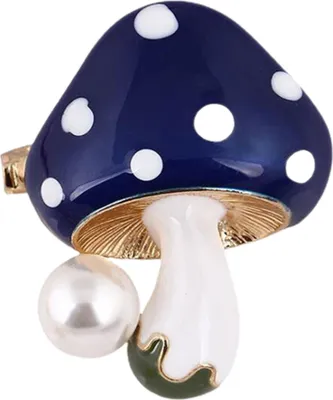 Produktbild von Uni Brosche Pin Pilz Kunstperle Schmuck Pflanzen Aussehen Galvanik Abzeichen Kleidung Dekor-Blau