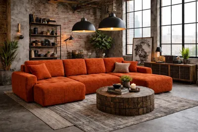 Produktbild von Kaiser Möbel Ecksofa mit Schlaffunktion und Bettkasten U-Form Ivo U XL, Cordstoff Poso, Kupfer