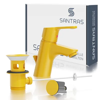 Produktbild von SANTRAS® Waschtischarmatur Magis in Gelb (RAL 1004) inkl. Ablaufgarnitur