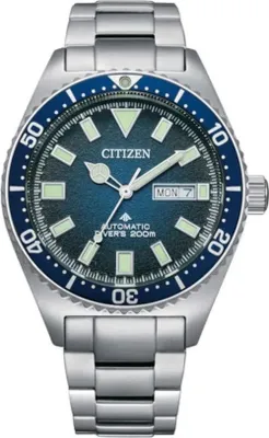 A close-up studio shot of a Citizen men's automatic dive watch.