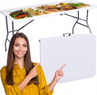 Zdjęcie produktu dla Stół Cateringowy Rico Składany W Walizkę 152 Cm Biały