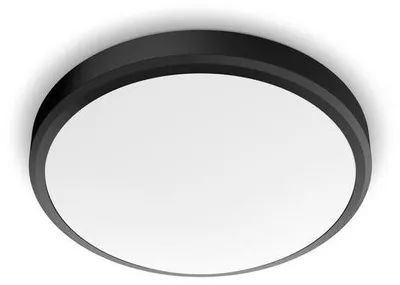 Image de Philips 8719514326606 Doris CL257, plafonnier LED, D313 mm, 17 W/1500 lm, 2700 K, IP44, noir
