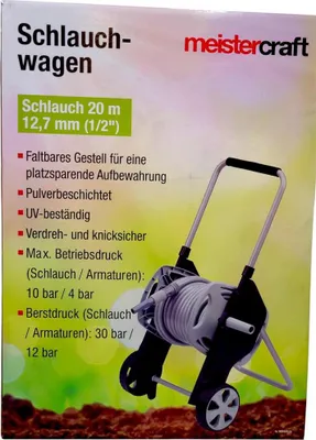 Produktbild von meistercraft Schlauchwagen mit 20 m 1/2" Gartenschlauch grau Gartenschlauch