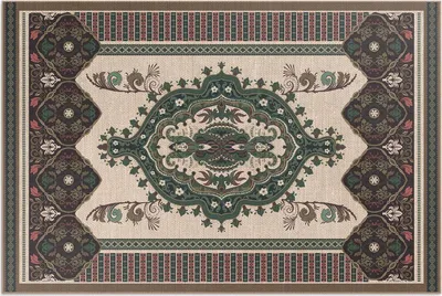 Produktbild von Buntes geometrisches Grün – Vinylteppich – 140x210 cm – Outdoor Teppich – Terrasse – Wetterfest – Modern