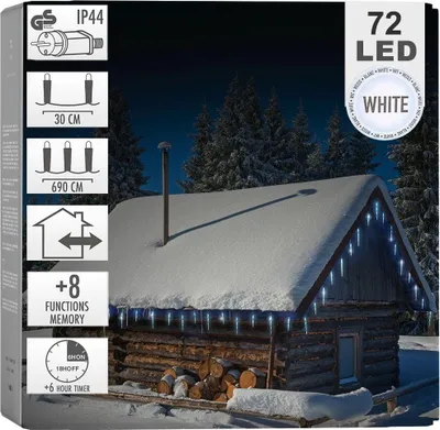 Zdjęcie produktu dla Pętla świetlna Sople - 72 diody LED, timer, 8 trybów świecenia