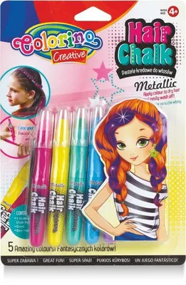 Obrázek produktu pro Barevné křídy na vlasy metalické v násadce 5 barev