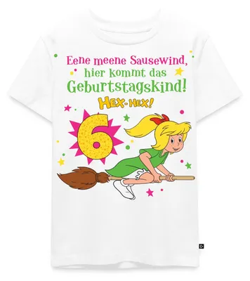 Produktbild von Spreadshirt Bibi Blocksberg Geburtstagsdesign 6 Jahre Kinder Premium T-Shirt, 122/128 (6 Jahre), Weiß