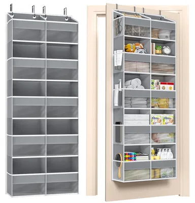 Produktbild von Wandorganizer mit Hängeregal, 10 Fächern, 10 Netztaschen, 4 Metallhaken, Türorganizer, hängendes Stoffregal für Bad, Schlafzimmer, Küche, Studentenzimmer, Wohnmobil, Tragkraft 36 kg