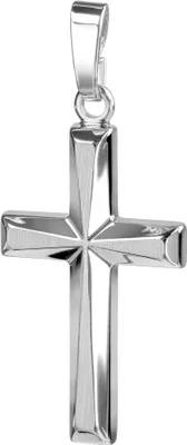 Produktbild von JEVELION Kreuz-Anhänger für Damen, Herren und Kinder in Hochglanz poliert mit 3D-Effekt als Kettenanhänger 925 Silber mit Schmuck-Etui
